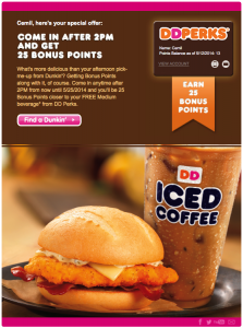 A Dunkin' Donuts promotional email I received today.